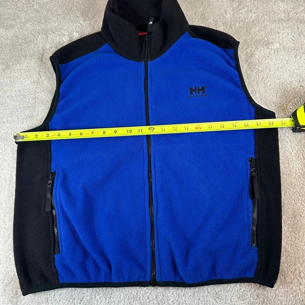 Vintage Helly Hansen Men's Fleece Vest Blue Black Full Zip Mock Neck PG-U Size M